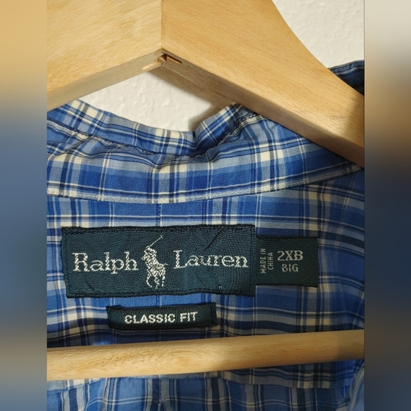 Ralph Lauren Men's Blue Checkered Long Sleeve Button-up 2XB - Picture 3 of 5